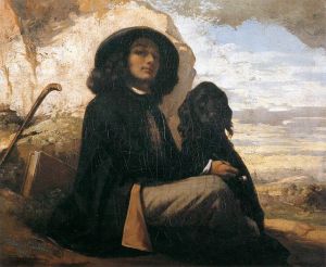Self-portrait with Black dog by Gustave Courbet