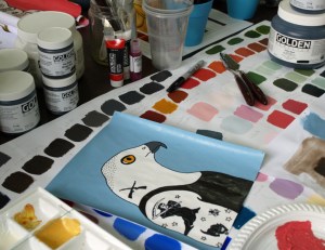 Preparatory work for a painting