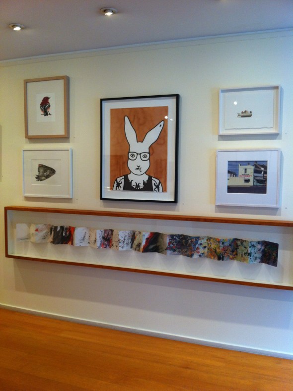 A kooky rabbit named Vilém The Villain, by yours truly, on exhibition as part of the group show 'One of each' at Australian Galleries, Melbourne.